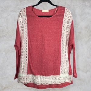 Entro Anthropologie Crotchet Long Sleeve Blouse Small